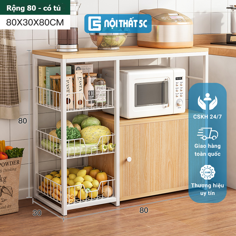 Tủ kệ để lò vi sóng và đồ dùng nhà bếp, Tủ bếp đa năng tiện dụng sang trọng phòng bếp