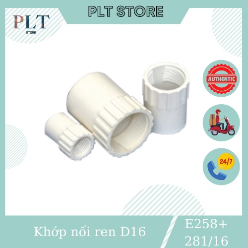 Đầu + khớp nối ren ống d16 sino e258+281/16