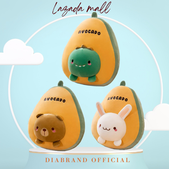 Gấu Bông Trái Cây Qủa Bơ Hình Mặt Thú Cưng Size 45cm-30cm (4 Mẫu)