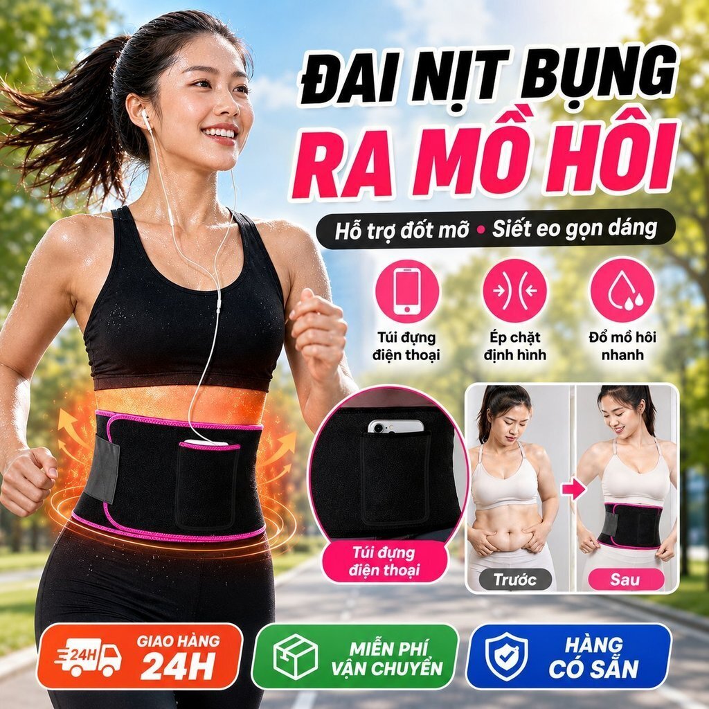 🔥Giá sốc🔥Đai nịt bụng giảm mỡ ra mồ hôi Đai thắt lưng đốt mỡ thon eo nam nữ Đai chống gù lưng giảm cân đa năng