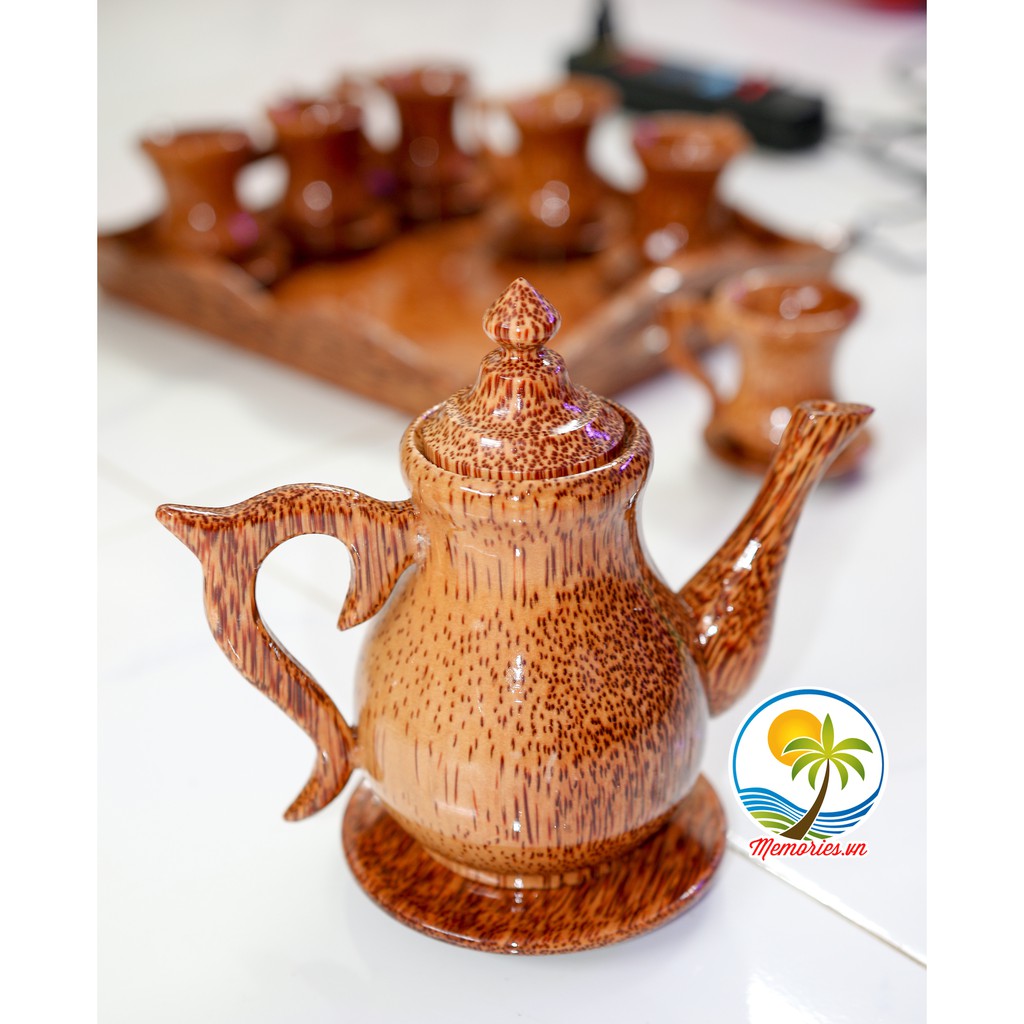 Bộ Bình Trà Cổ Cao / Khay "Rịu" lễ Bằng Gỗ Dừa – Quà Tặng Lễ Tết / Trang Trí Handmade – Decor Craft Gifts Shop