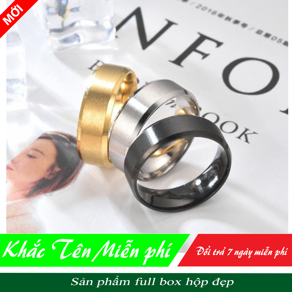 [Khắc tên theo yêu cầu] Nhẫn trơn nam nữ Hàn Quốc đơn giản phong cách