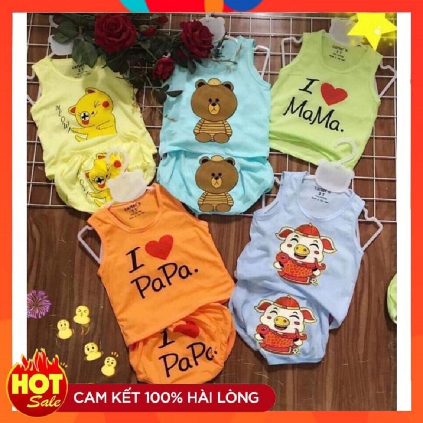 Sét 5 Bộ Quần Áo Sơ Sinh Cho Bé Từ 5-15kg - Bộ Chíp Cotton Thần Tài Các Màu Cho Bé - Quần Áo Trẻ Em - Đồ Sơ Sinh