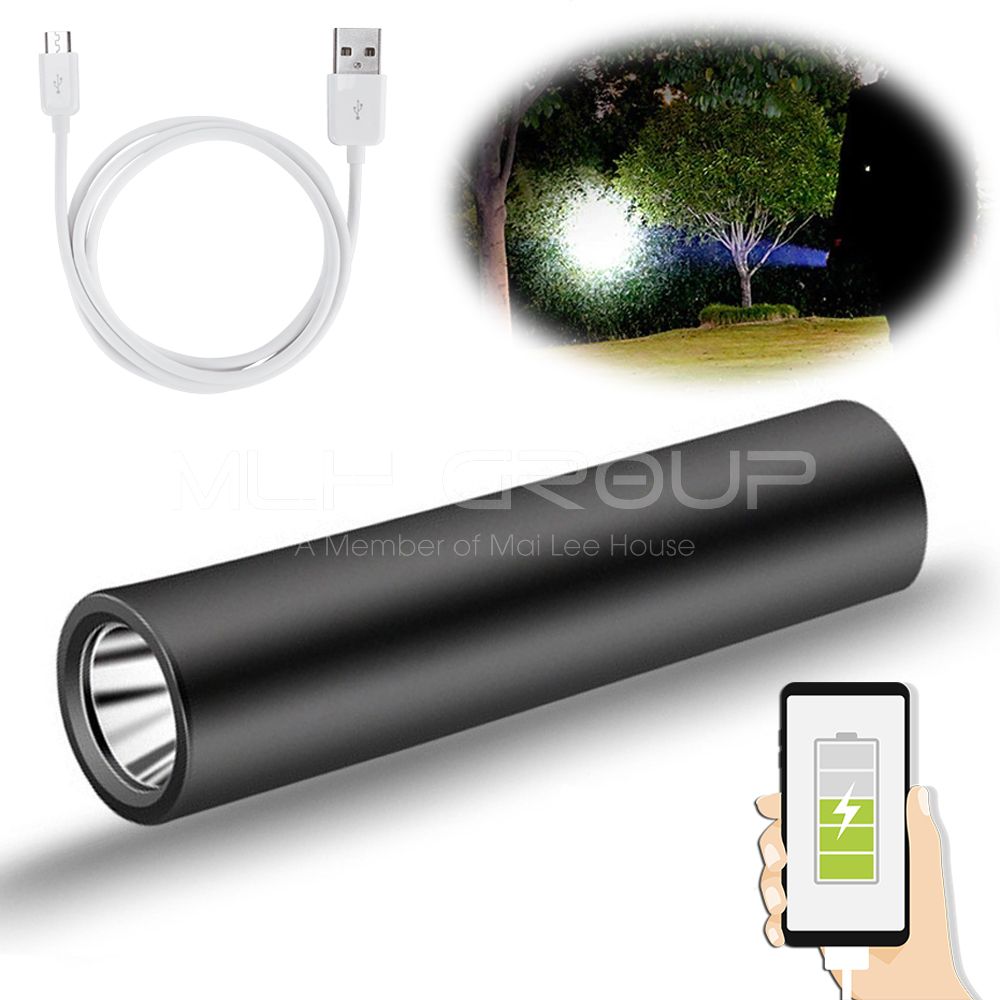 Đèn pha xe đạp Led mini siêu sáng có sạc Usb có hỗ trợ sạc dự phòng cho điện thoại kèm chân đế