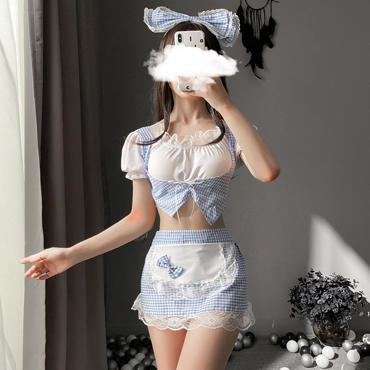 Bộ Cosplay Hầu Gái Kẻ Xanh 1254 Sexy