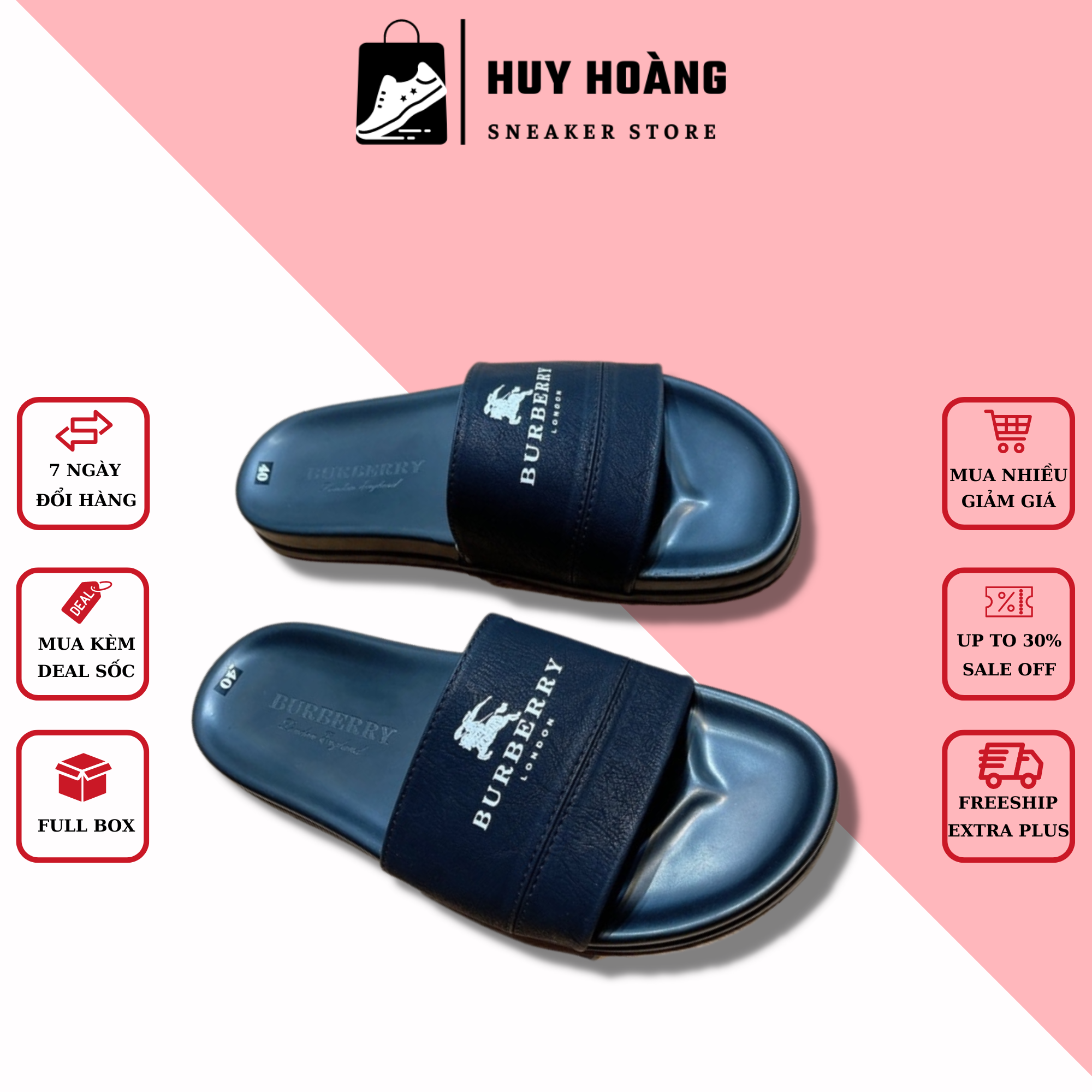 Dép nam quai ngang bbr siêu cấp - dép nam burberry đế cao su chất cực đẹp full box