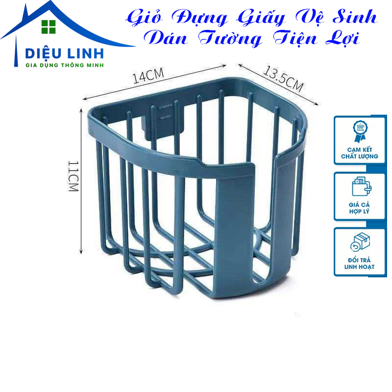  Giỏ Đựng Giấy Vệ Sinh Dán Tường Tiện Lợi Kích thước: 13* 13,5 * 11cm nhựa Việt Nhật dieulinhshop 
