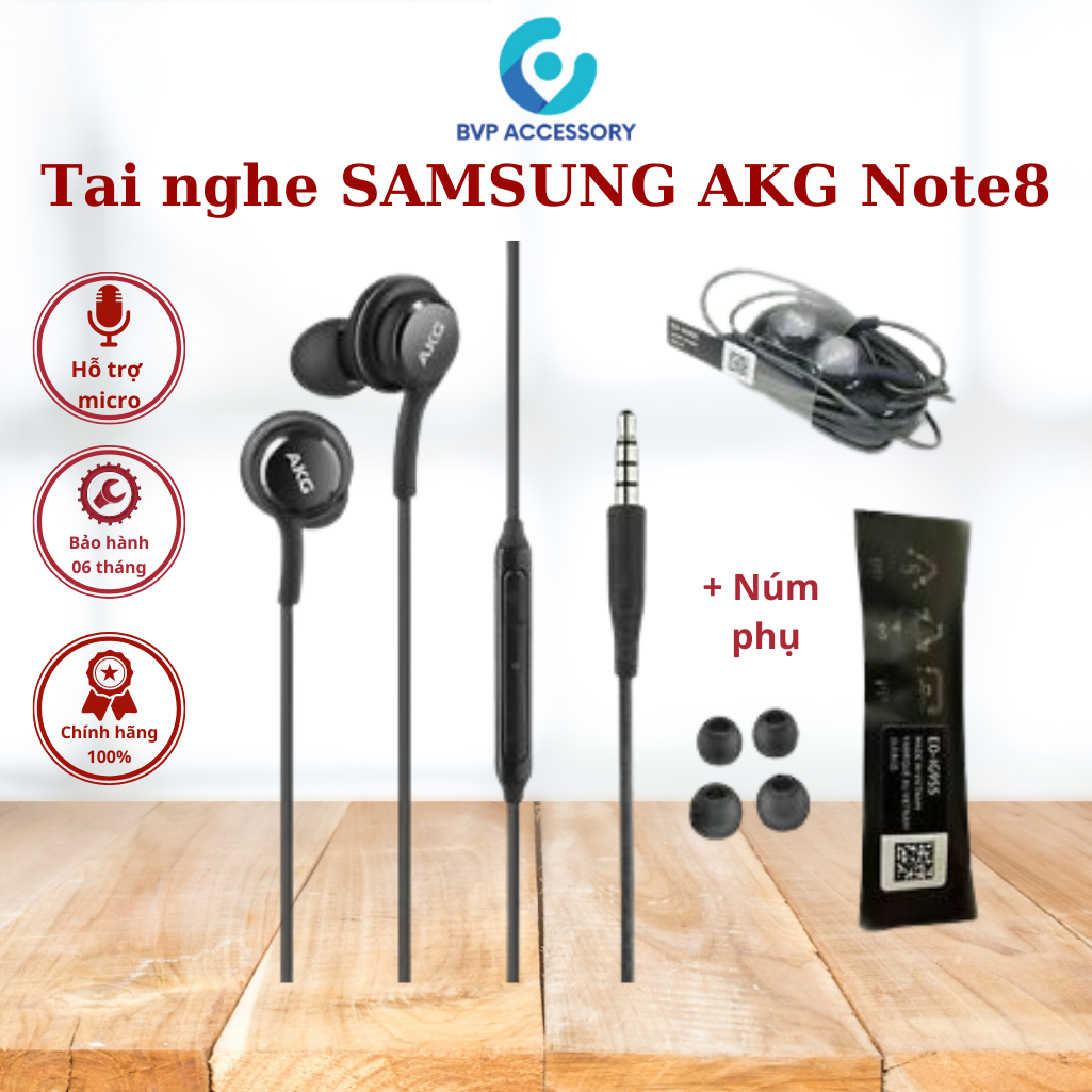 Tai nghe SAMSUNG AKG Note8 jack 3.5 dùng cho Samsung Xiaomi Iphone điện thoại máy tính bảng có cổng tròn tai nghe thiết kế dây bọc dù rất chắc chắn, chống ồn chủ động, hỗ trợ tăng giảm âm lương