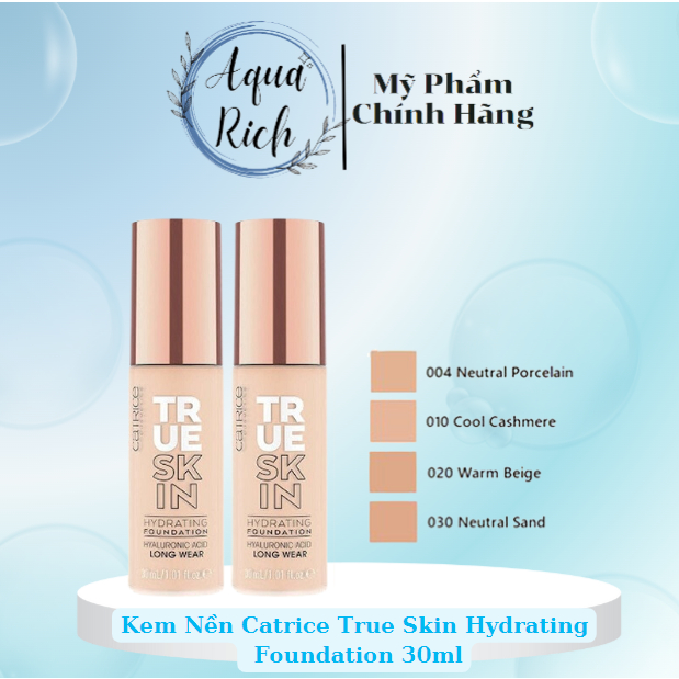 Kem nền catrice true skin hydrating foundation dưỡng ẩm - tone 010-015-020