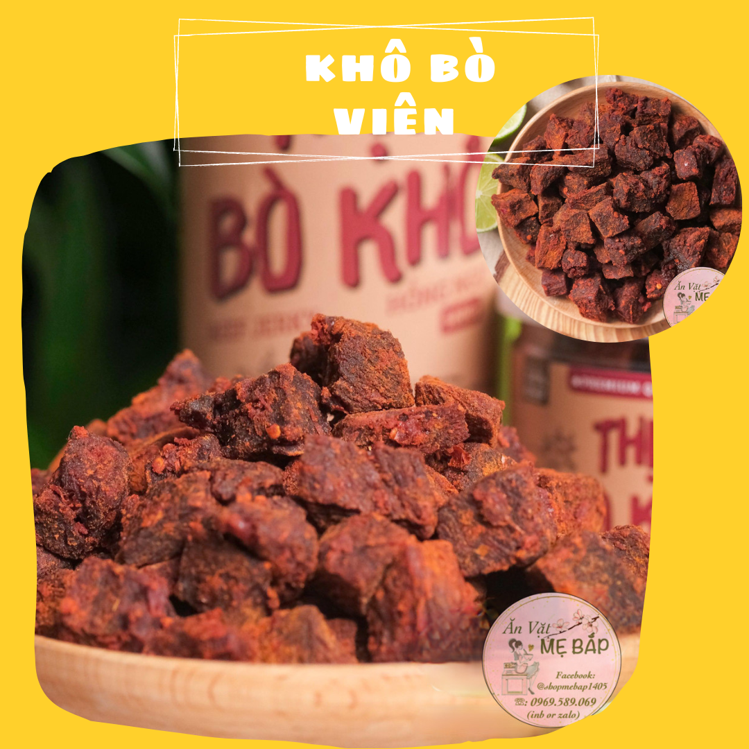 Khô bò viên hồng ngự 200g - thịt bò cục to thơm vị cay - shop mẹ bắp