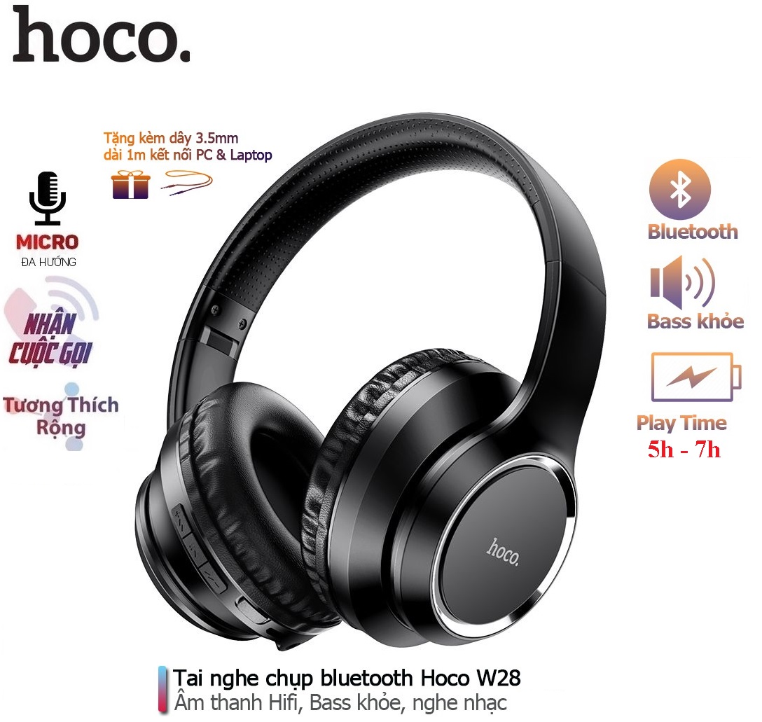 Tai nghe Chụp Tai Bluetooth Hoco Model W28 Hàng chính hãng