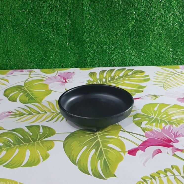 Dĩa tròn DGS06N nhựa Melamine- nhám xám-đen nhám