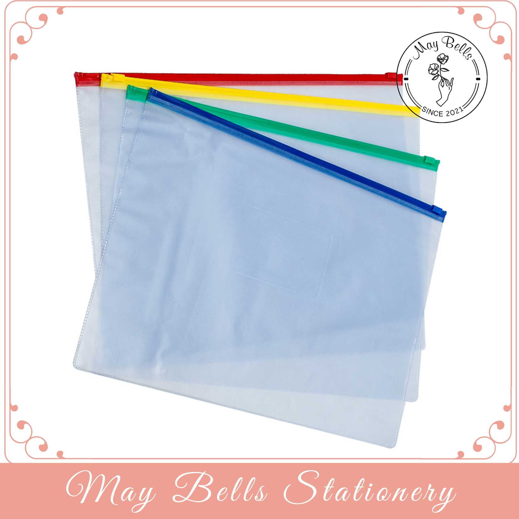 Combo 5 bìa dây kéo nhựa a4, a5, bìa túi zip đựng hồ sơ nhựa dẻo pvc