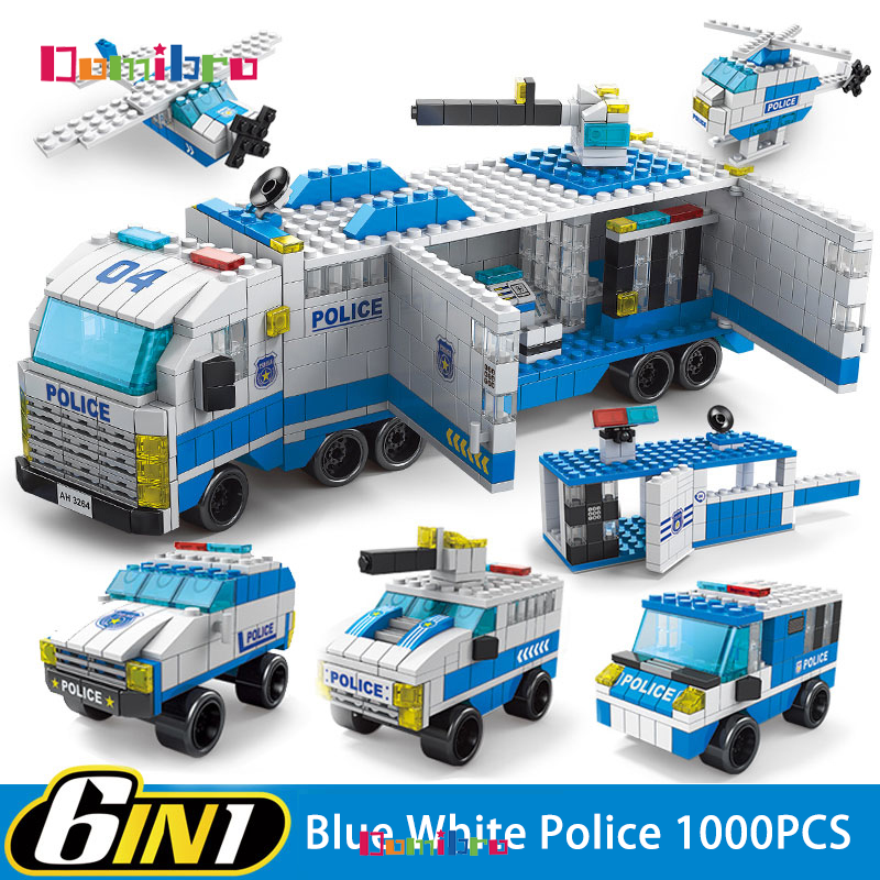 Bộ đồ chơi lắp ráp Lego Xe Cảnh Sát Swat 1000 Chi tiết xanh kèm lego xếp hình cảnh sát swat, máy bay