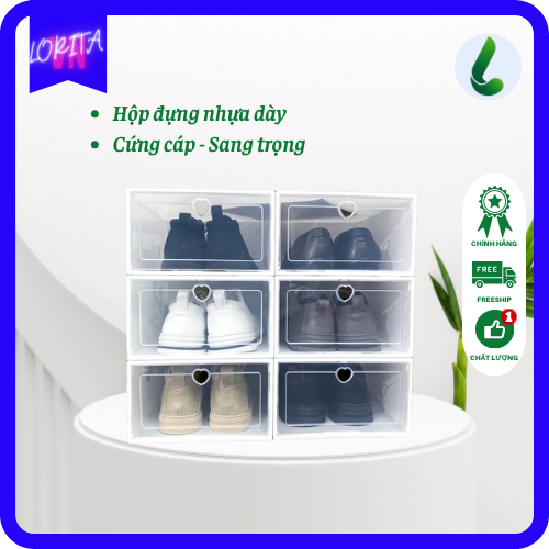 (NHỰA DÀY)HỘP NHỰA ĐỰNG GIÀY DÉP  CỨNG CÁP - CHỐNG BỤI - CHỐNG ẨM MỐC ( Thay thế kệ để giày dép  tủ đựng giày )