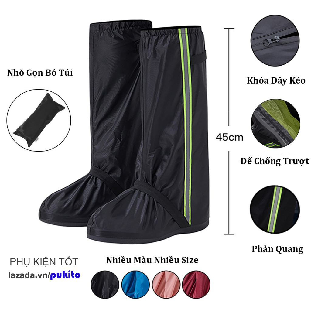 Ủng Bọc Giày Đi Mưa Chất Liệu Dù Đế Dày Chống Trượt Rain Boots ( Ủng Đi Phượt Phản Quang Chống Thấm Nước Bảo Vệ Giày )