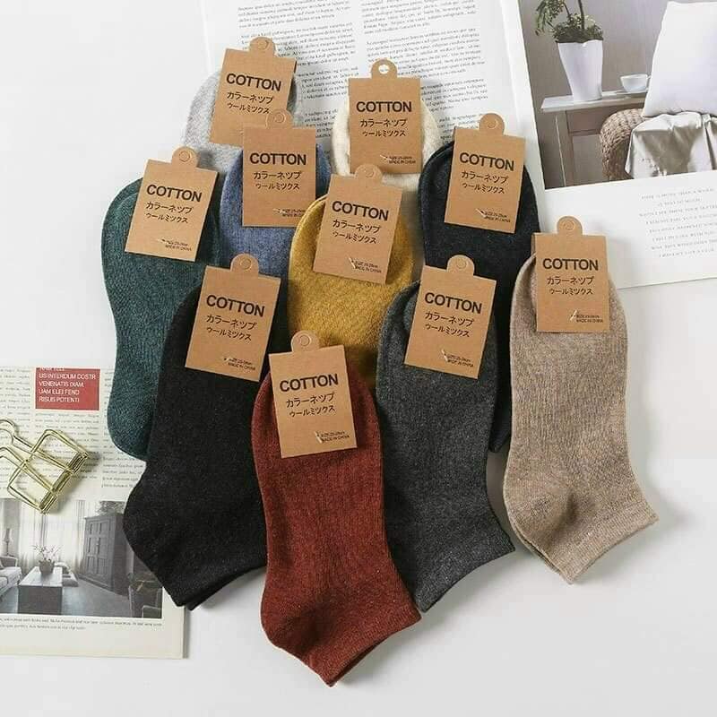 Set 10 đôi tất nữ nhật trơn cổ ngắn cotton loại đẹp
