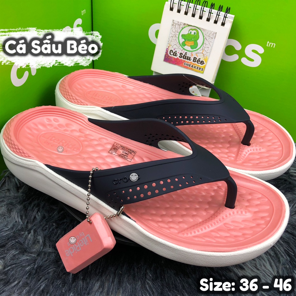 Dép xỏ ngón Cross Literide Nam Nữ Hồng Navy tặng túi tote, full tag