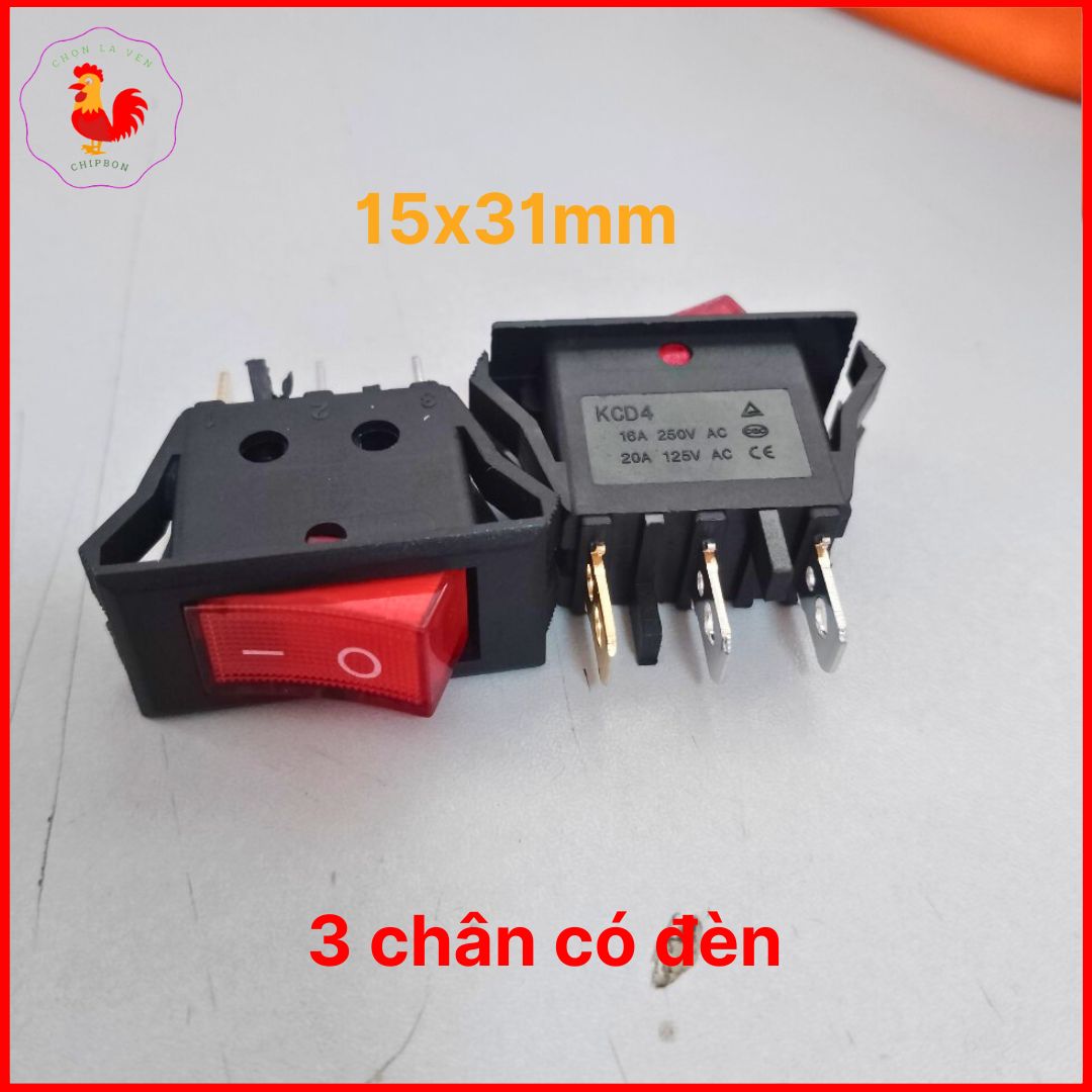 Công tắc 3 chân bập bênh có đèn KCD4
