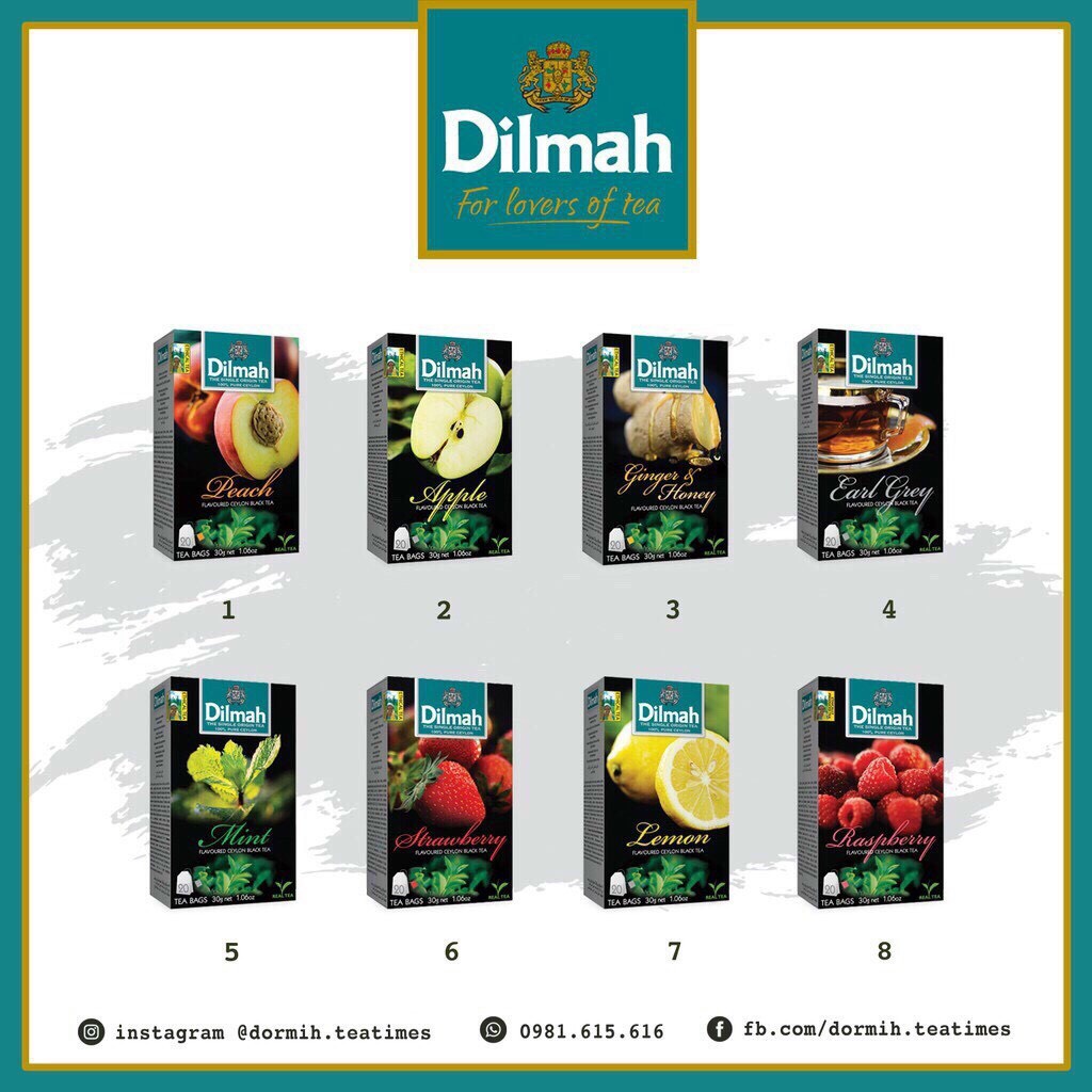 ( Free Ship MAX ) Trà Nhúng Túi Lọc Dilmah Hương Dâu , Đào ,Bạc Hà