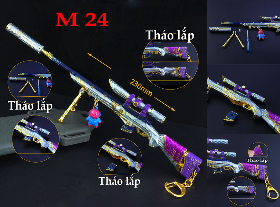 Móc khóa khẩu m24 skin pink 1st trong pubg