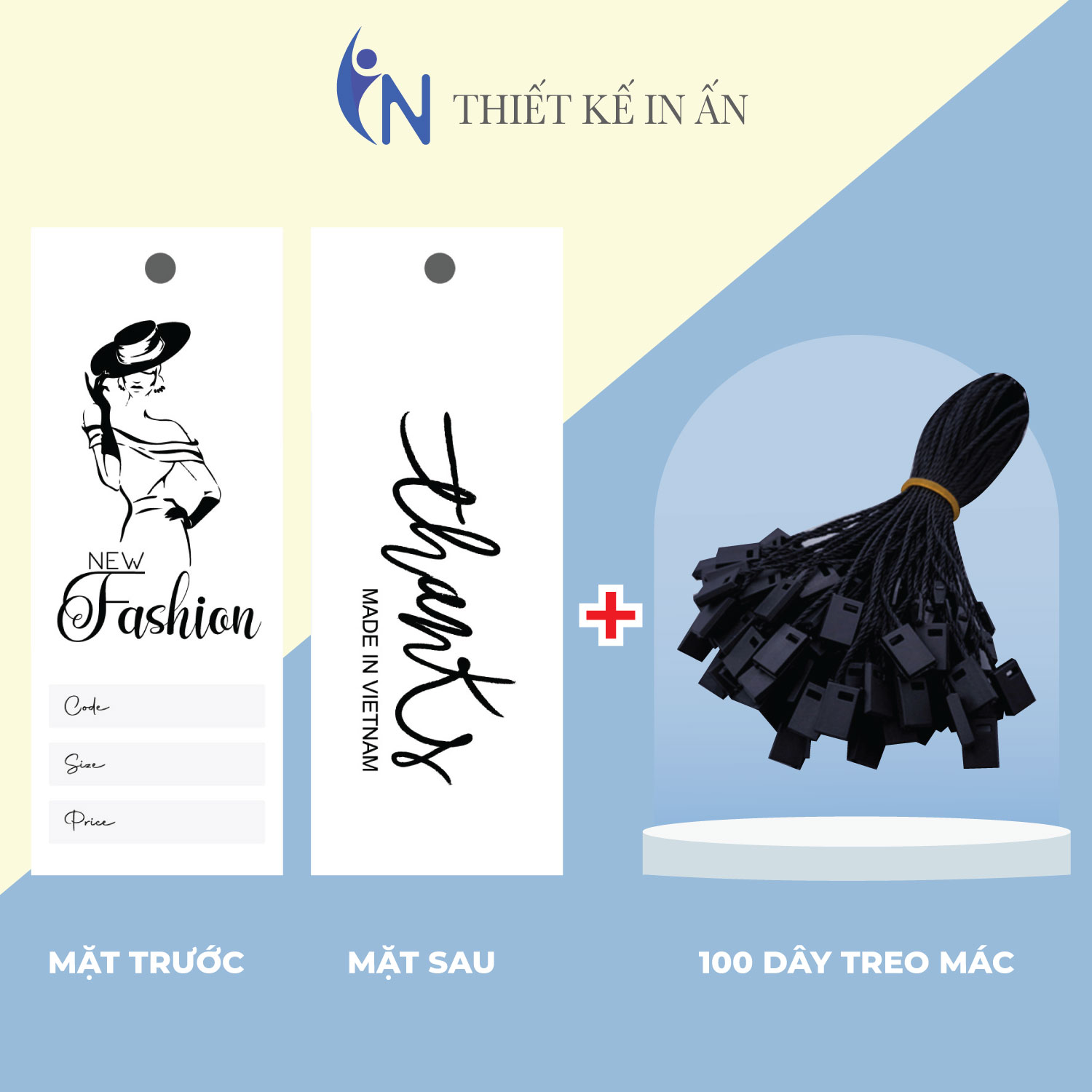 [HCM]Combo Mác quần áo 100 mác + 100 Dây Treo Thẻ Bài - Dây Dù Xâu Tag (Mác) Quần Áo