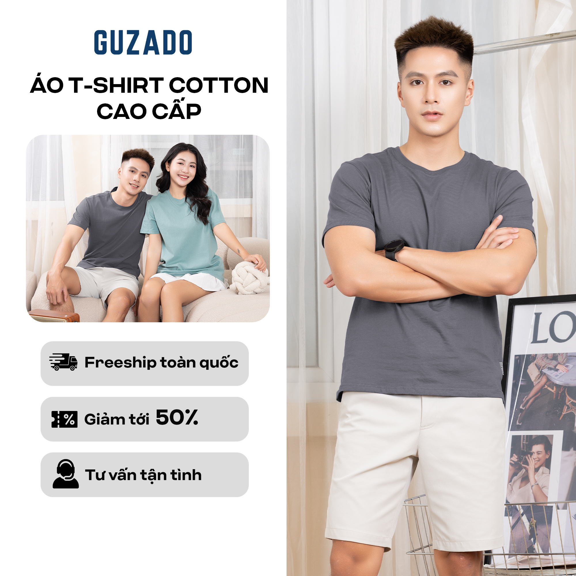   TẶNG QUÀ ĐƠN 599K CHỈ 29.12  Áo Thun Cotton GUZADO Form Oversize Nam Nữ Đều Mặc Được Màu Sắc Đa Dạng Với 9 Màu Basic Dễ Phối Đồ GTS05 