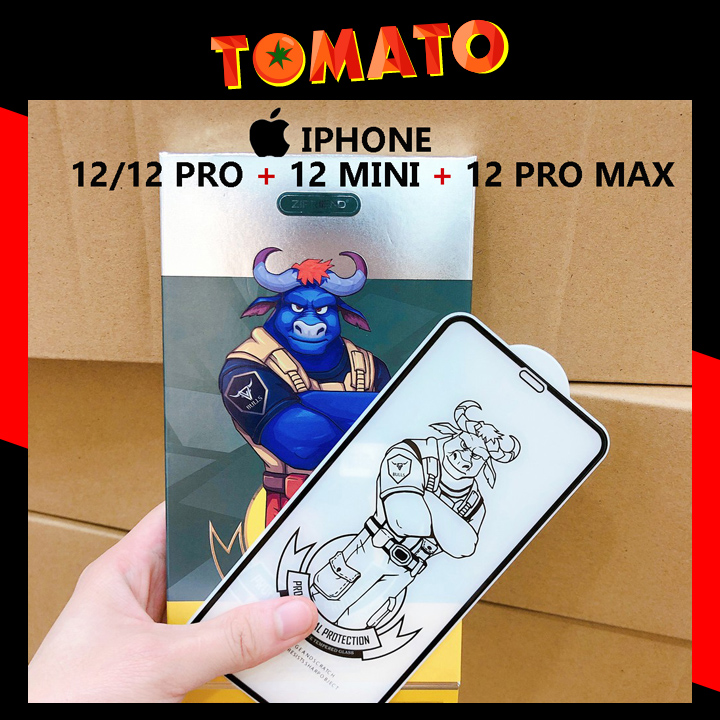 Kính Cường lực Full Màn Trâu Xanh Cao Cấp Cho Iphone 12 / 12 Mini / 12 Pro / 12 Pro Max - Phụ Kiện Tomato