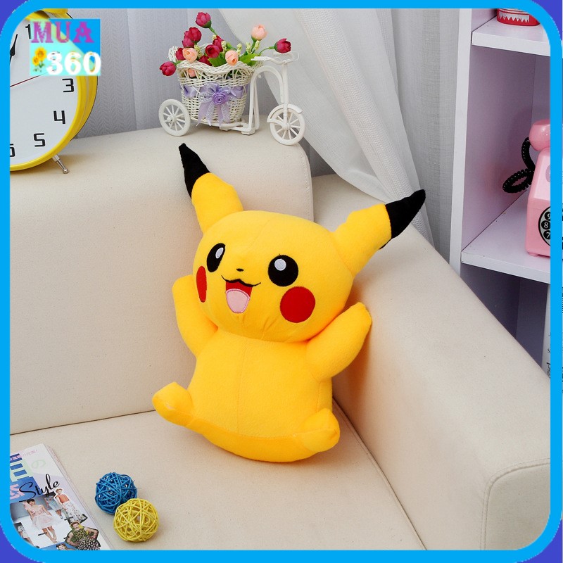 Gấu bông pikachu ngồi đáng yêu, pikachu vàng nhồi bông 30cm 38cm