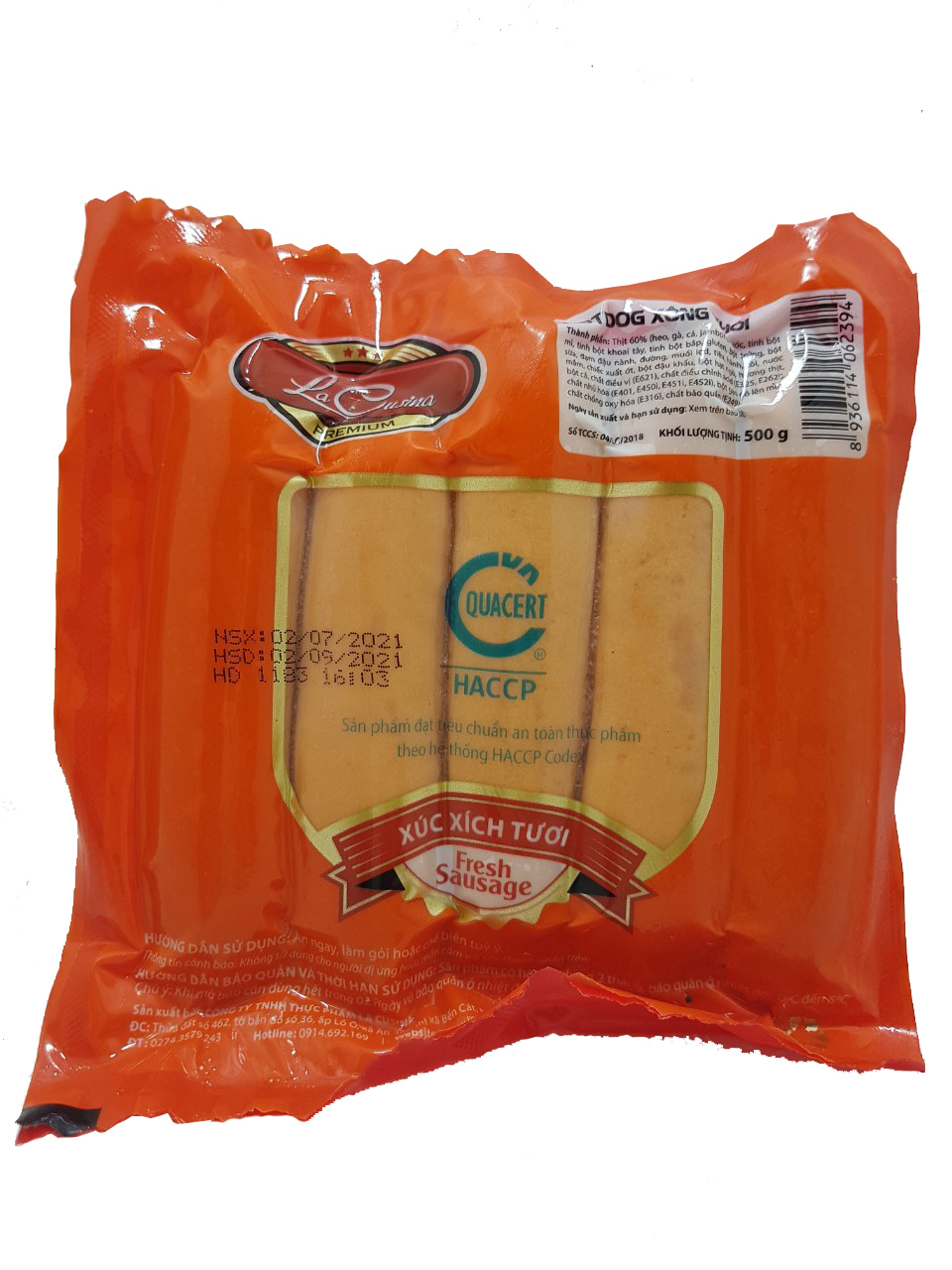Xúc xích xông khói Lacusina 500g