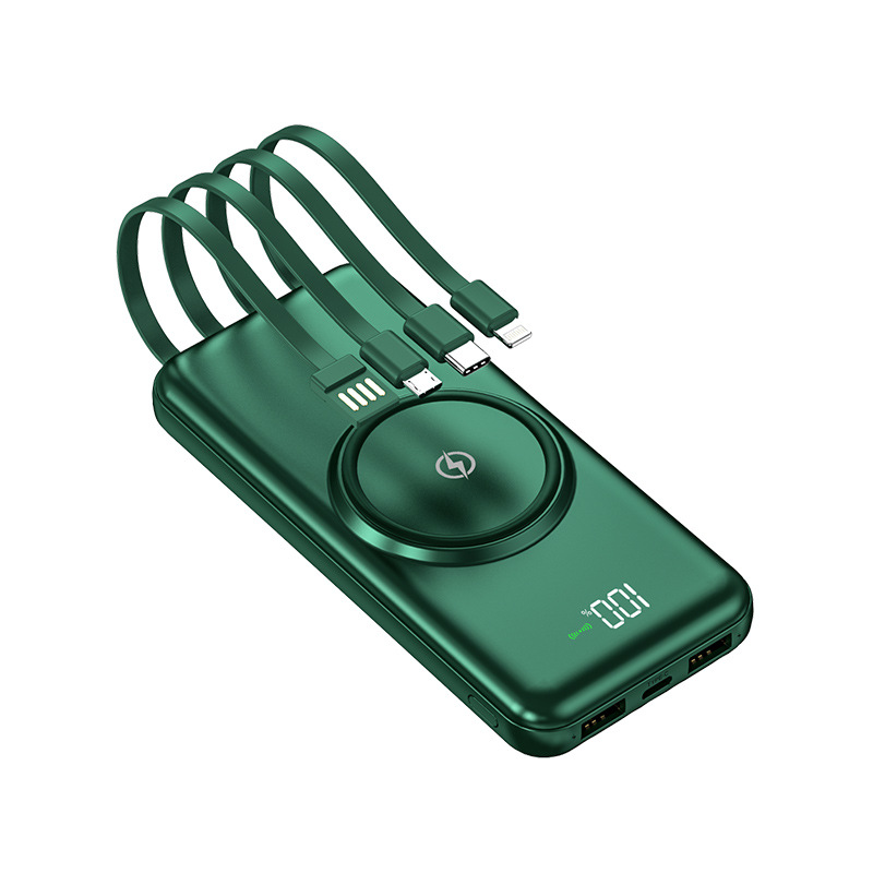 Pin sạc dự phòng không dây 15000mAH YM-368 tích hợp 4 cáp sạc có màn hình Led điện tử
