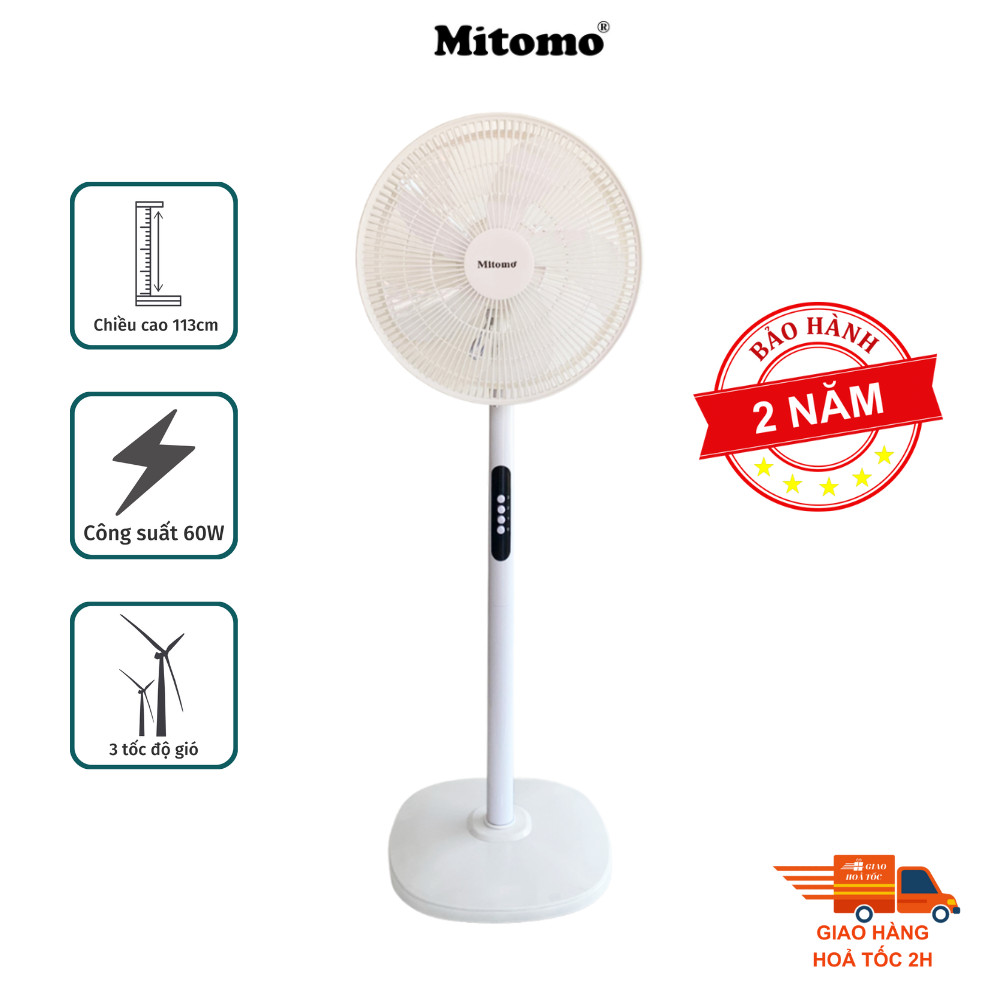 Quạt Cây Đứng, quạt lửng Mitomo FCE-60AE có điều khiển từ xa, hẹn giờ - Bảo hành 2 năm