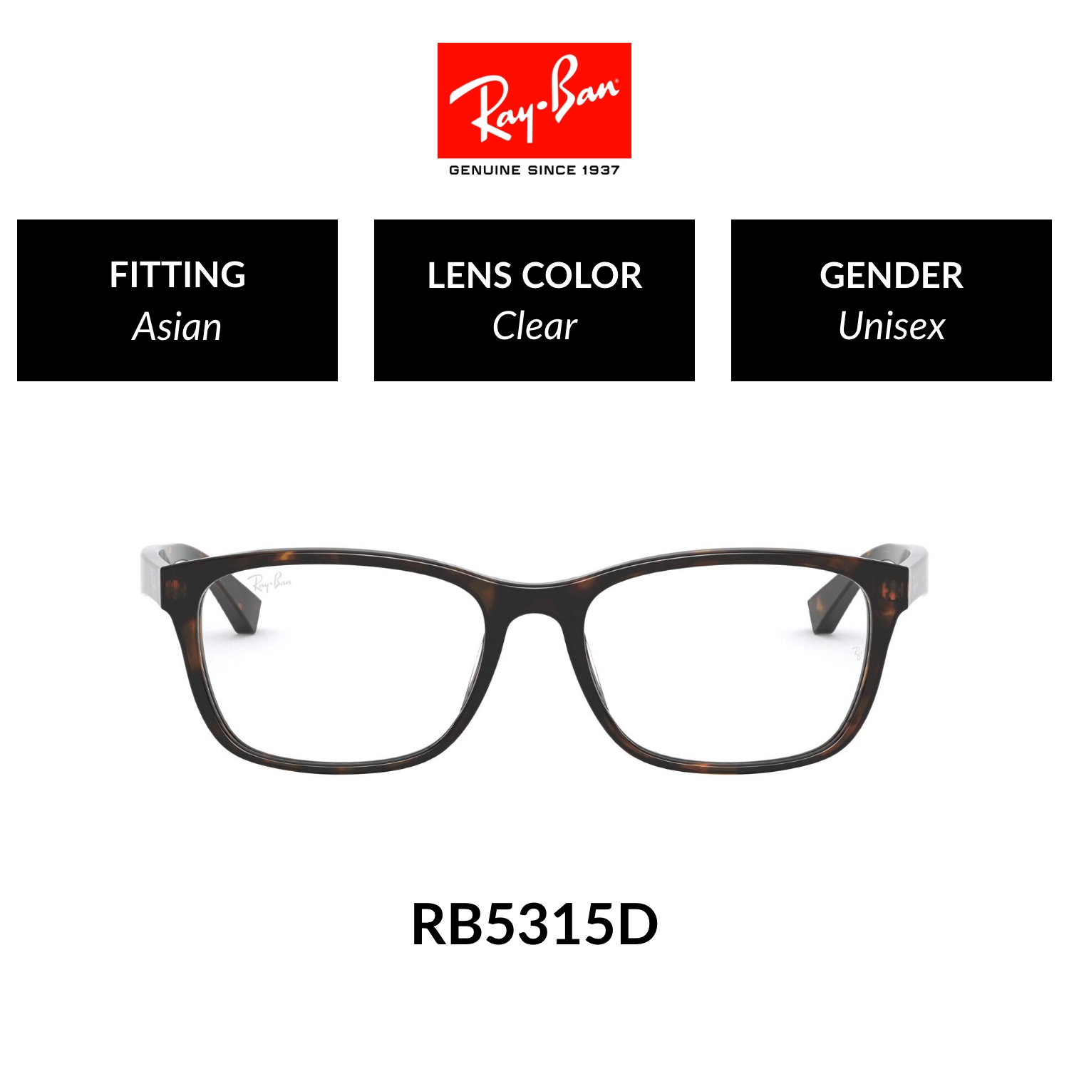 Mắt kính ray-ban - rx5315d 5211 - kính thường size 53