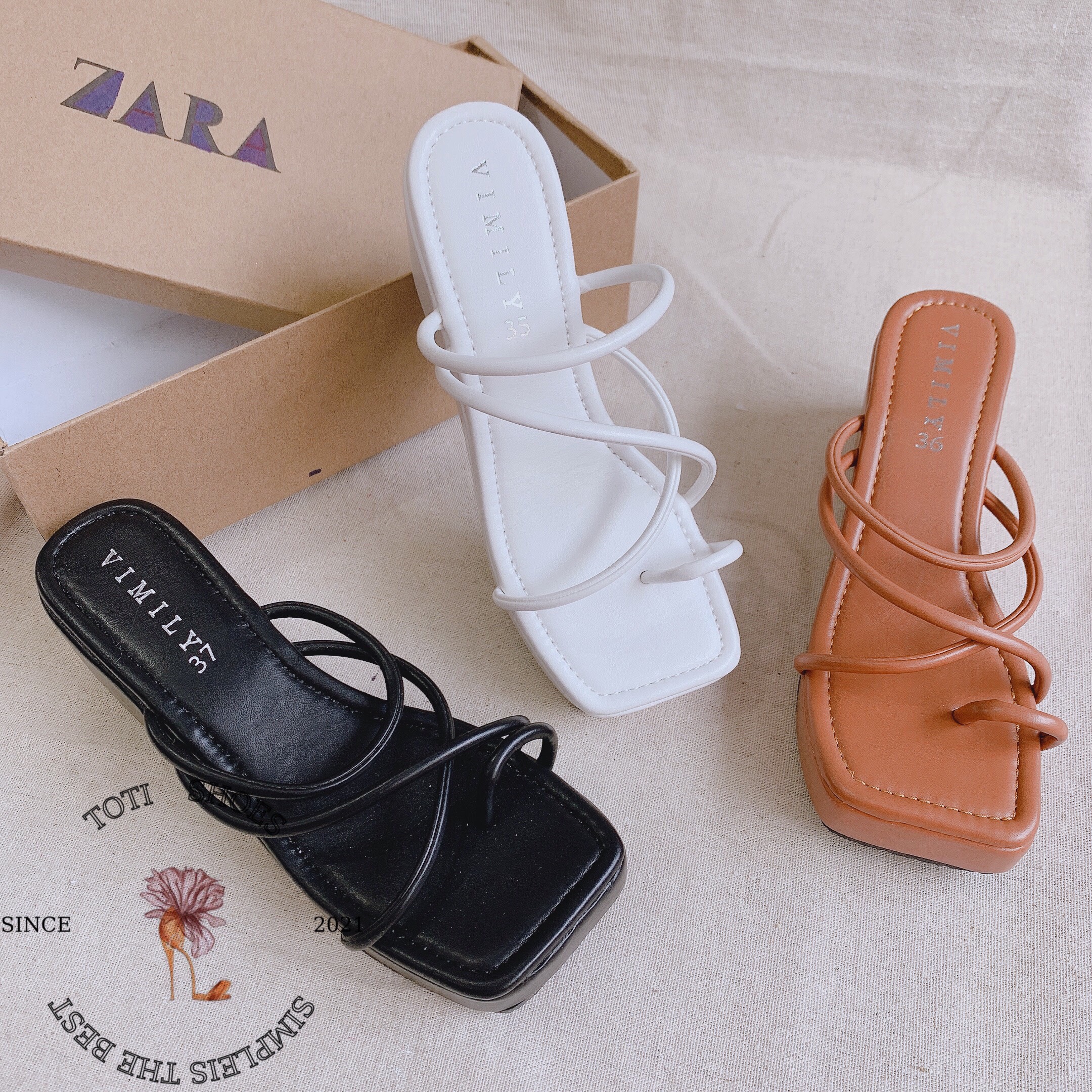 Dép nữ đế xuồng totiie shoes - guốc nữ xỏ ngón dây mảnh - dép nữ quai đan chéo - dép xuồng nữ 7 phân d200818