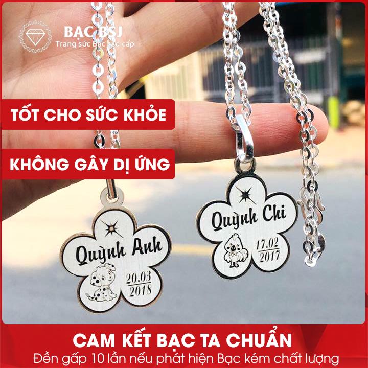 Dây chuyền bạc khắc tên cho bé bạc ta cao cấp tốt cho sức khỏe của bé yêu. Bạc BSJ