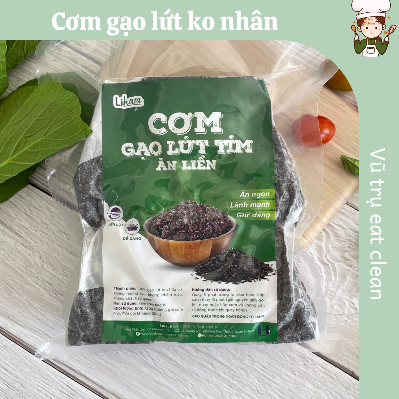 [GIAO HỎA TỐC HCM]Cơm Nắm Gạo Lức Tím Lihara Nấu Sẵn Eatclean Eat Clean (Bịch 6 gói) Eatclean nhà Tấm, Eat clean nhà Tấm