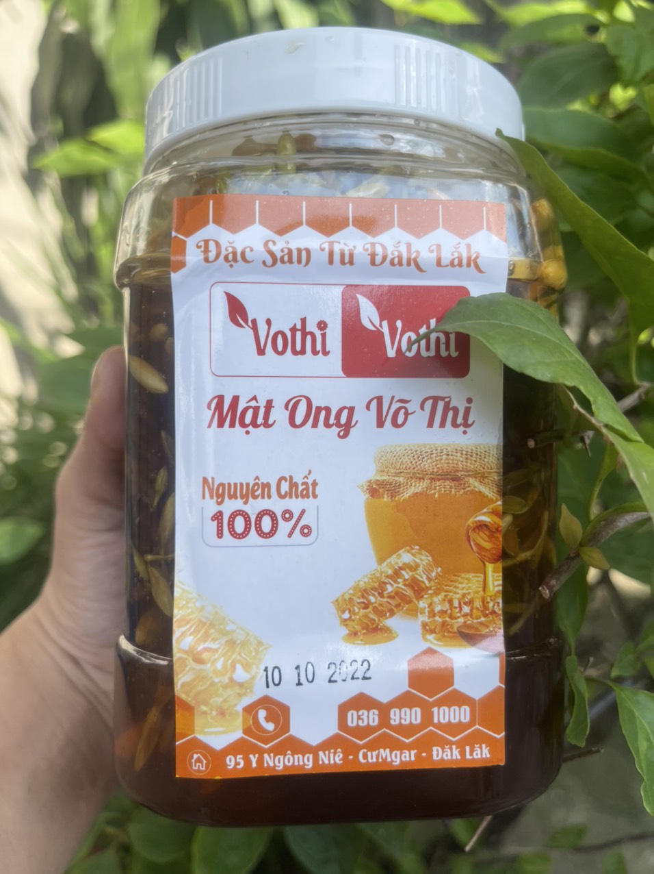 Hoa đu đủ đực ngâm mật ong nguyên chất Đaklak - hủ 1kg2 Mật ong Võ Thị