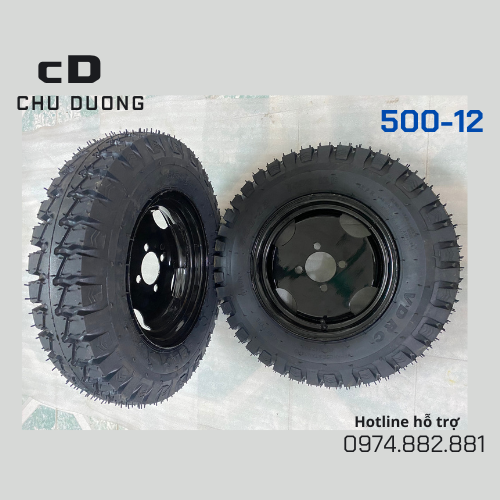 Hai bánh xe 500-12 vdrc tim ốc tim ốc 7x10cm phù hợp xe 3 bánh xe 4 bánh.