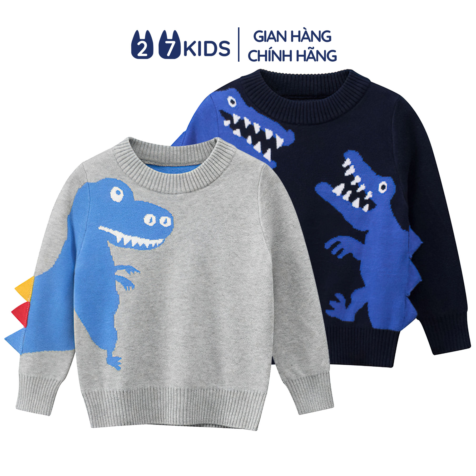 Áo len bé trai 27Kids áo len cổ tròn thu đông nam cho trẻ từ 2-10 tuổi BLSW2