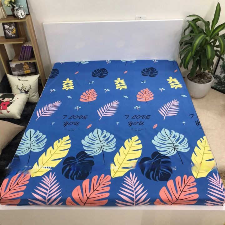 Bọc đệm chống thấm cotton mẫu Lá Vàng2 - Ga trải giường cao cấp 1M8 x 2m - ra chong tham cho be HN - Chống thấm 100% thoáng mát - Bền Đẹp. Hàng Việt Nam Chất Lượng Cao