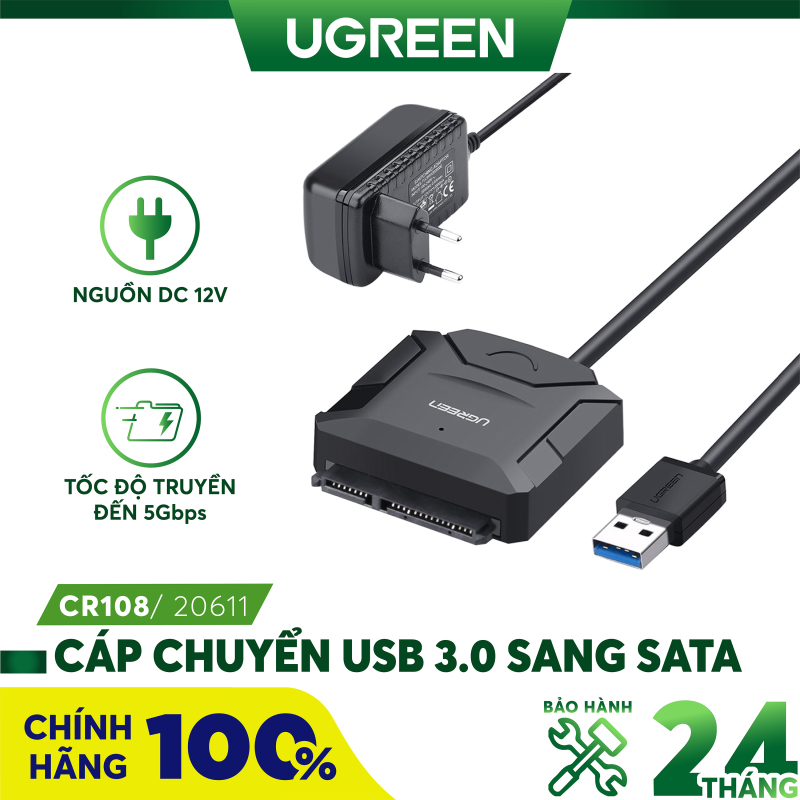 Cáp usb 3.0 to sata hdd 2,5 và 3,5 converter ugreen 20611 cao cấp