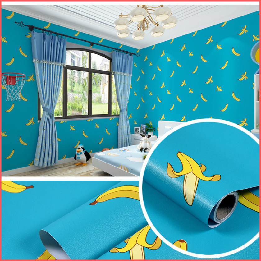 10 mét giấy dán tường màu xanh trái chuối vàng có keo sẵn khổ rộng 45cm giấy dán tường có keo sẵn màu xanh giấy dán tường 10m màu xanh giấy dán tường phòng ngủ giấy dán tường hình trái chuối giấy decal dán tường màu xanh