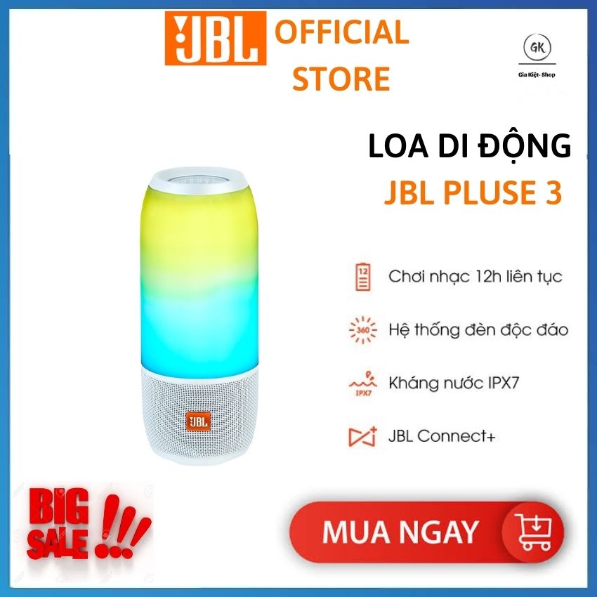 [ GIẢM GIÁ SỐC ]Loa Bluetooth JBL Pulse 3- Âm Thanh 360 Độ- Kết Nối JBL Connect- Công Suất 20W- Pin 6000mAh Cho 12 Giờ Chơi Nhạc- Chống Nước IPX7- Nhiều Màu Sắc Nháy Theo Nhạc, Chỉnh Màu Yêu Thích. Bảo Hành 1 Năm. Lỗi 1 Đổi 1.