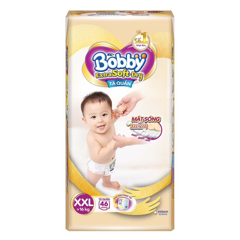 Tã Quần Siêu Mềm Bobby Extra Soft Dry Gói Siêu Lớn XXL-46 Miếng (16kg)
