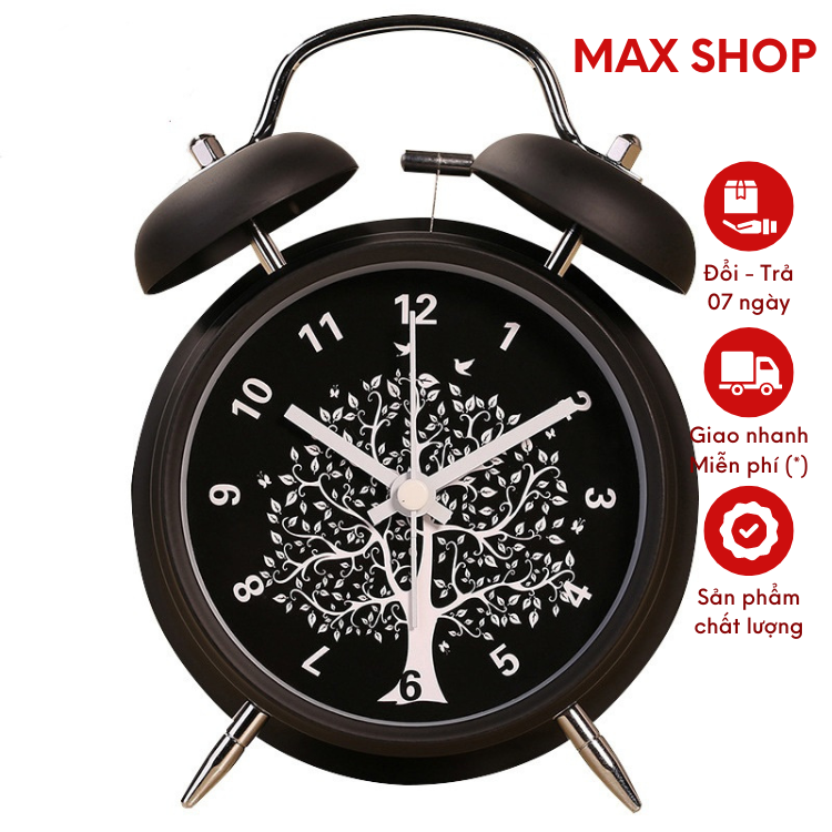 Đồng Hồ Để Bàn Báo Thức Quả Chuông Họa Tiết Cây Siêu Dễ Thương
