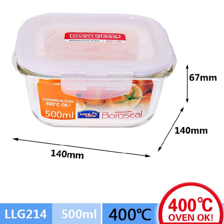 Thố thủy tinh vuông lock&lock llg214 500ml