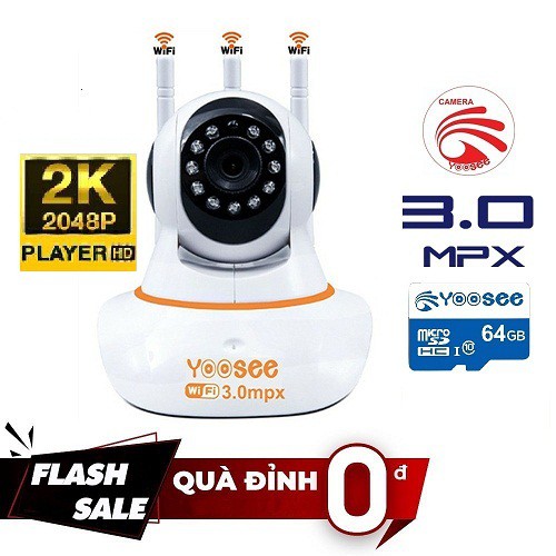 Camera yoosee 3 râu full hd 3m + thẻ nhớ 64g