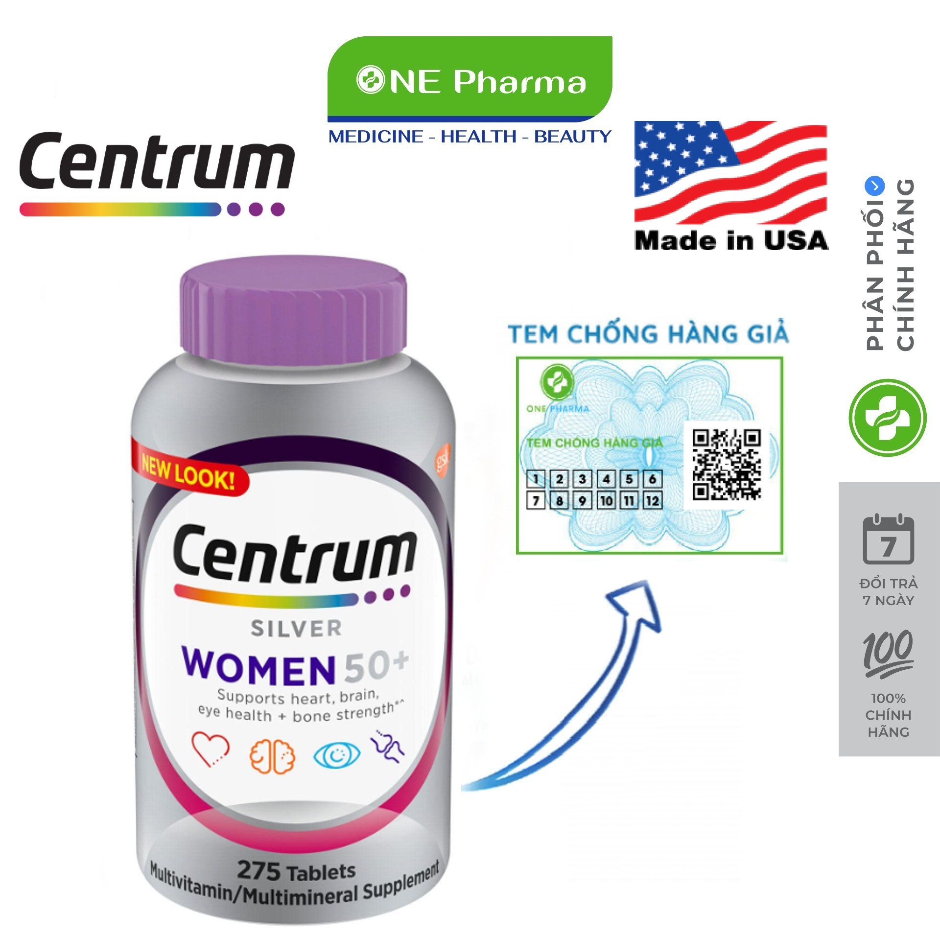 Centrum silver ultra women's 50+ Viên uống cung cấp vitamin và khoáng chất cho phụ nữ 275 viên