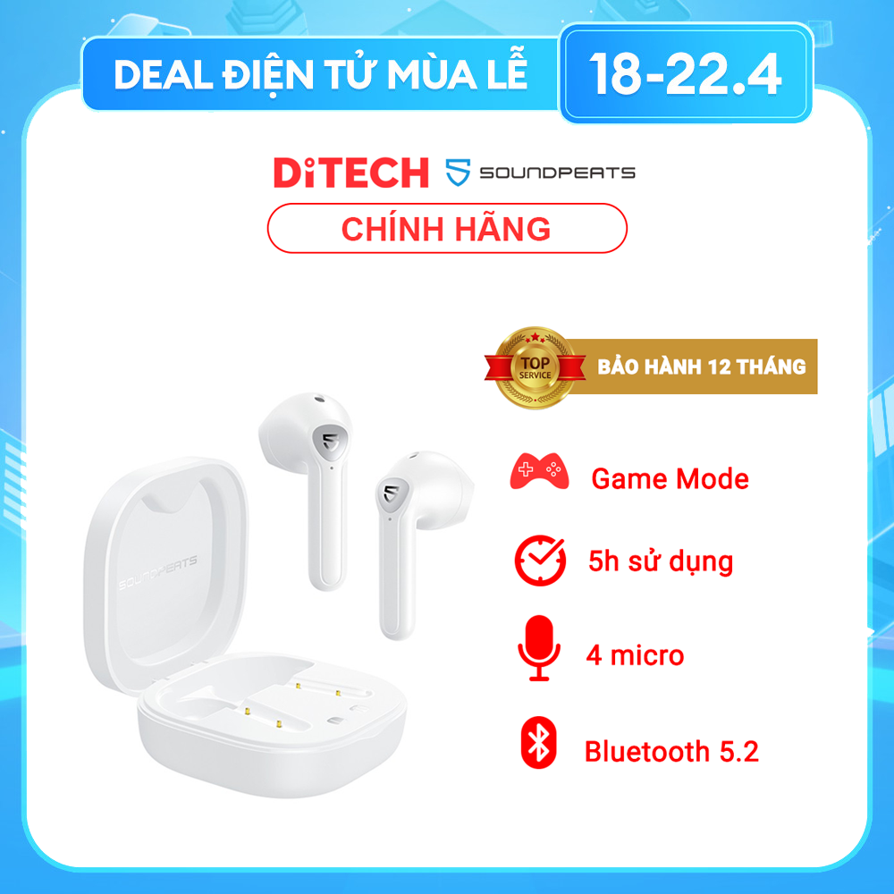 Tai Nghe Bluetooth True Wireless Earbuds SoundPeats TrueAir 2, chống ồn CVC, aptX, QCC3040 Bluetooth V5.2