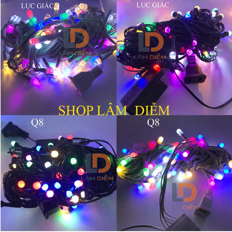 Đèn trang trí led dây chớp nhấp nháy dài 7m- 10m bóng lớn nhiều màu sắc